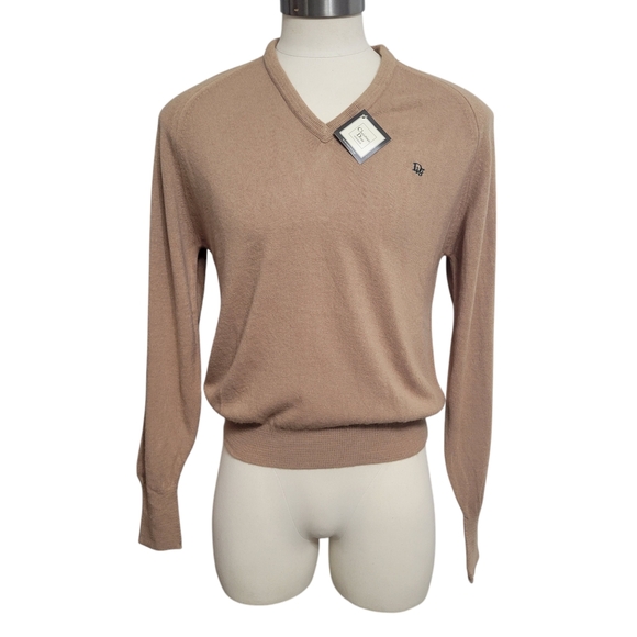 Christian Dior Monsieur Vintage Beige Soft Sweater V-neck NWT Size M